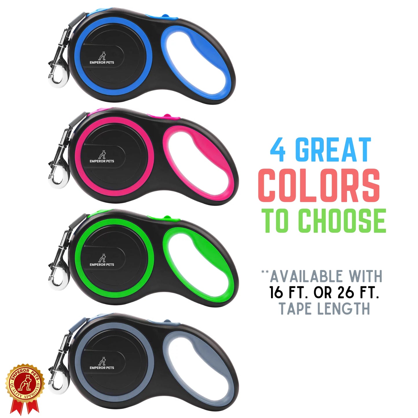 16FT Retractable Dog Leash – Heavy Duty Leash for Large Dogs up to 110 lbs (Gray, GY16-50)